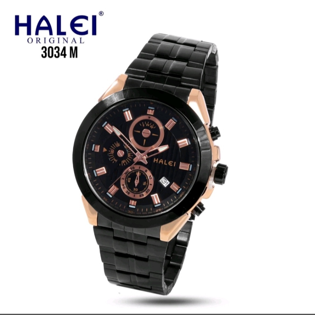 Jam tangan Halei Pria 3034M Stainless steel Tahan Air bisa Berenang