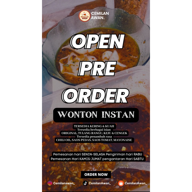 

WONTON/PANGSIT ISI CEMILAN AWAN || PREORDER DIKIRIM BESOKKKK