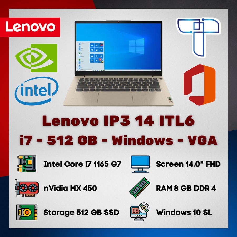 Laptop Notebook Lenovo IP3 14ITL6 - i7 - 512 Gb - Windows - nVidia