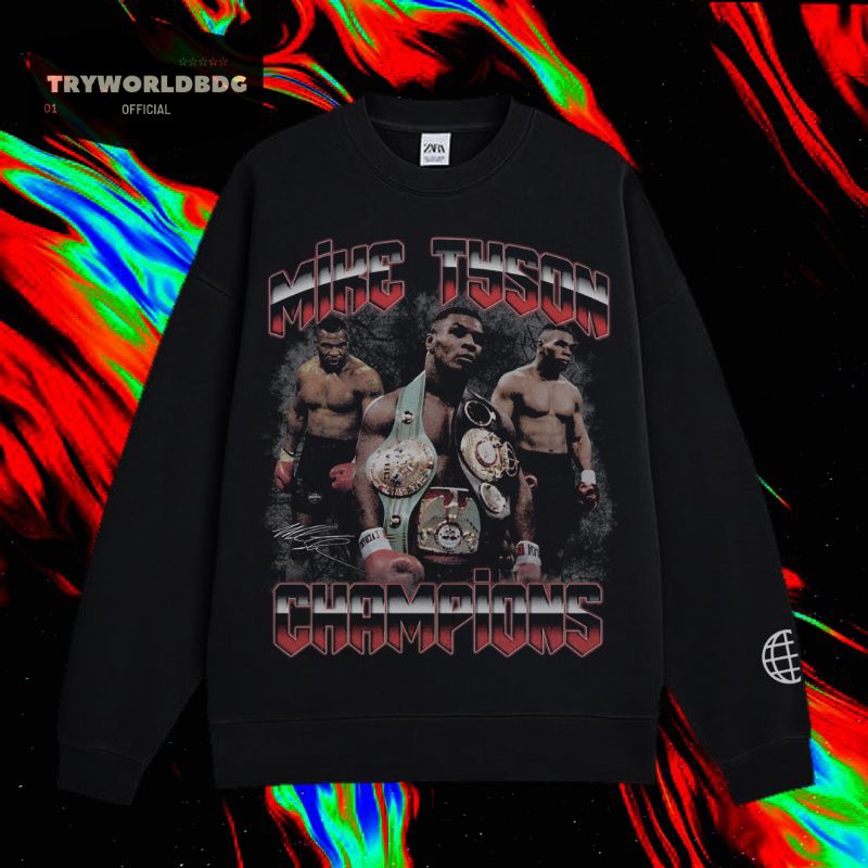 TRYWORLDBDG OFFICIAL "MIKE TYSON" CREWNECK | SWEATER | HOODIE | CREWNECK HITAM | CREWNECK MIKE TYSON