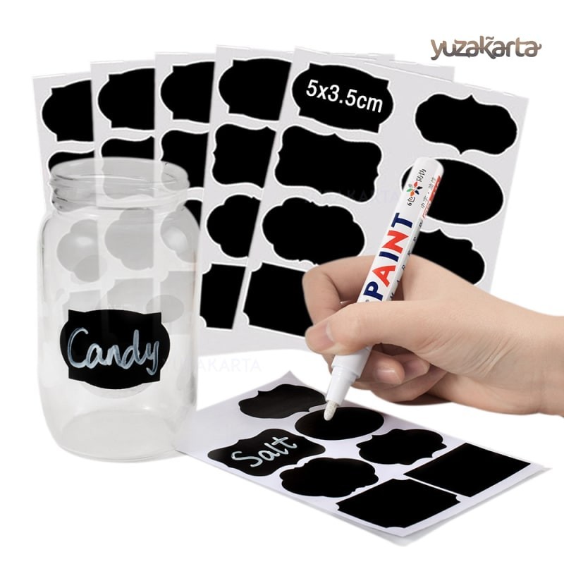 

Stiker Label Penanda Benda Gelas Toples Makanan Blackboard Removable