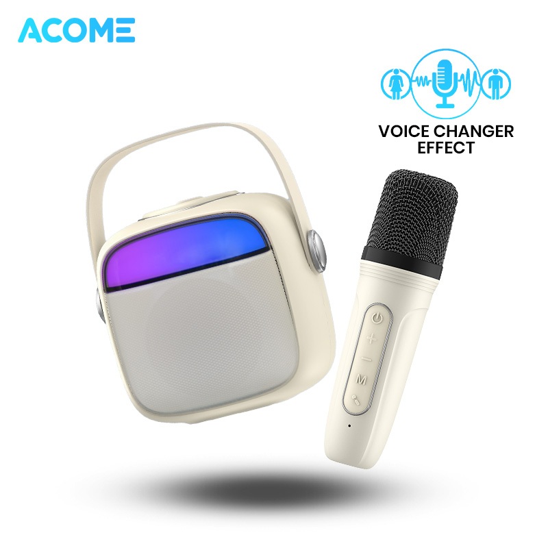 	 ACOME A9 Speaker Karaoke Bluetooth 5.3 / Speaker Wireless Mini RGB 3.5 Watt With Voice Changer Original - Garansi 1 Tahun	