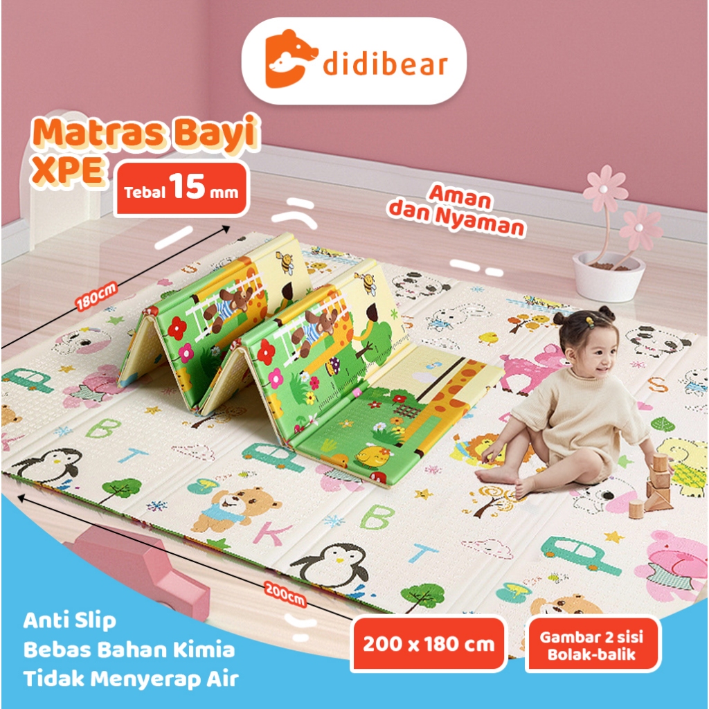 Didibear Playmat 200x180cm Karpet Bayi Merangkak Karpet Lantai Playmat Bayi