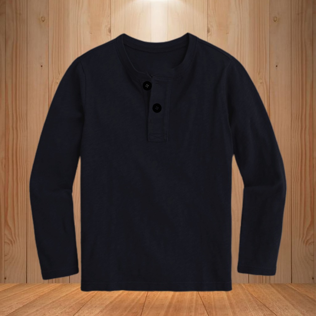 Kaos Lengan Panjang Kancing Pria All Size Jumbo