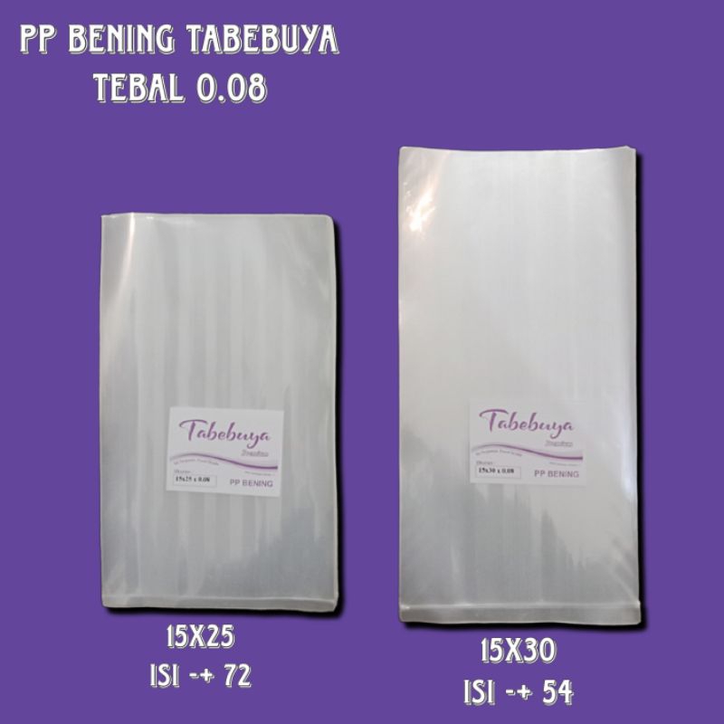 Plastik PP Bening Tabebuya Tebal 0.08 Uk 15x25 15x30