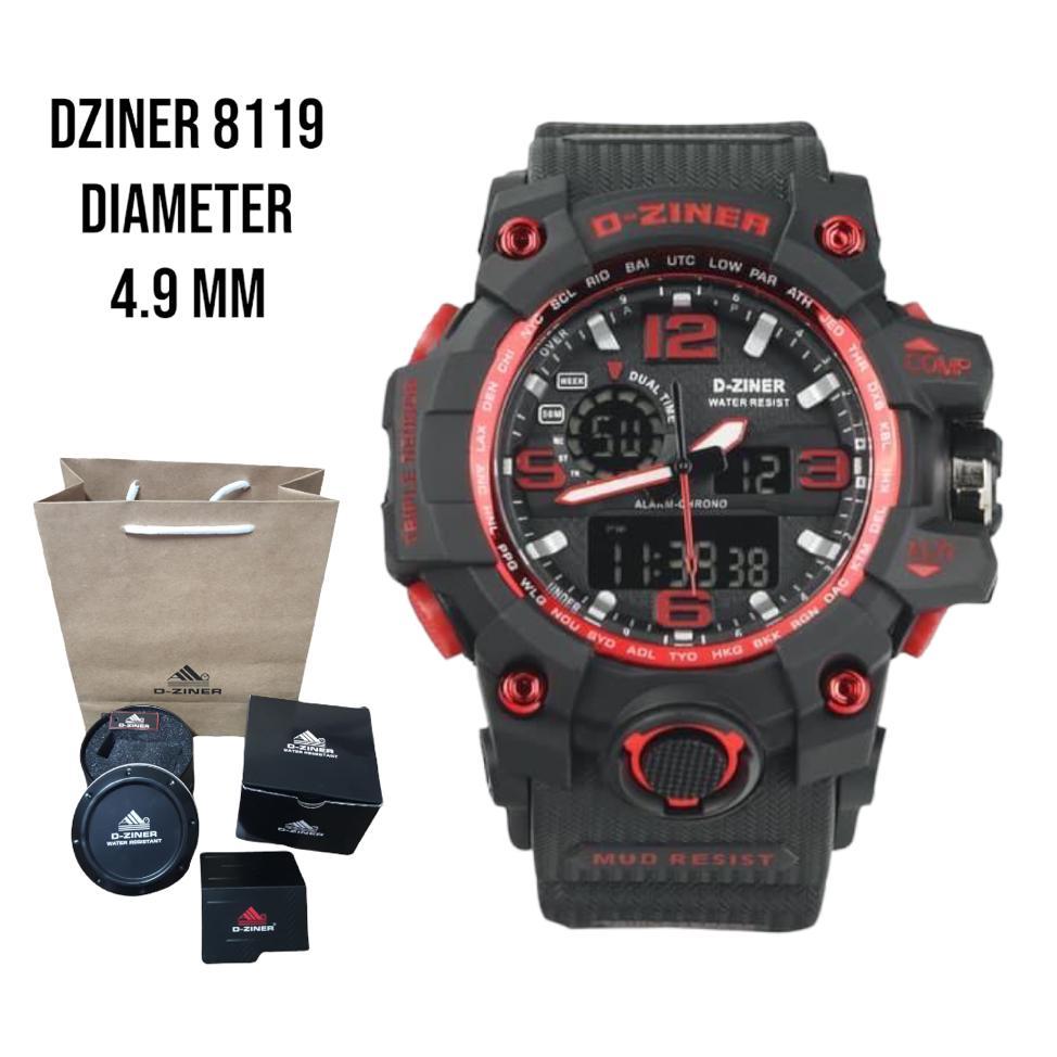 JAM TANGAN PRIA RUBBER WATER RESISTANT - D-ZINER D-8119 ORIGINAL