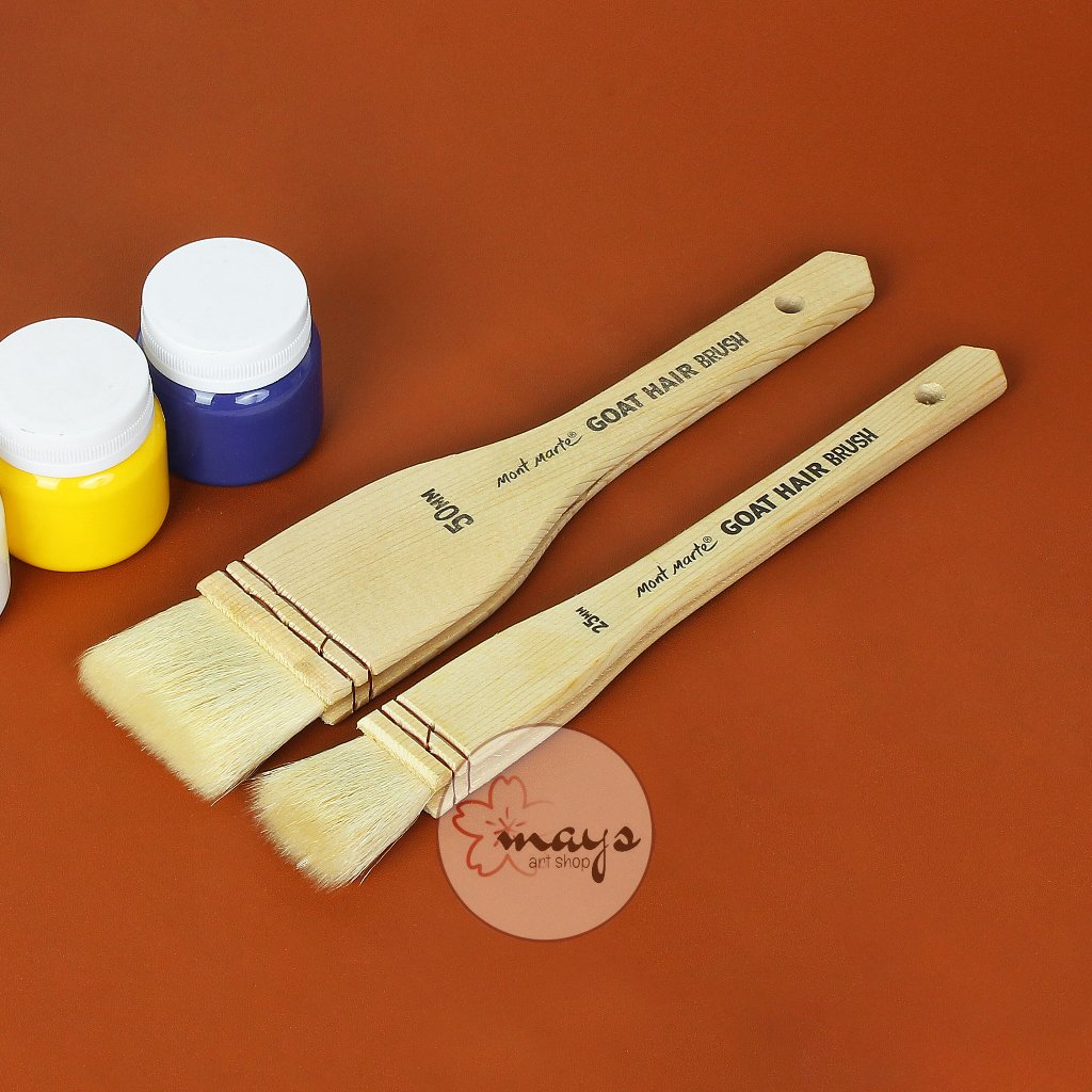 

Goat Hair Brush Mont Marte - Wood Pine Paint Brush Kuas Lukis Montmarte - Natural Wooden Brush - Sikat Bulu Alami - Kuas Roti Baking Cake Cooking Brush - Akrilik Acrylic Watercolor Oil
