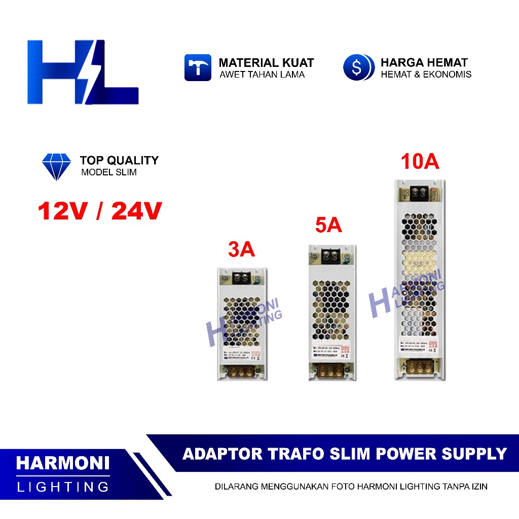 Adaptor Trafo Power Supply Slim 12V 24V 3A 5A 10A 12 Volt 3/5/10 A