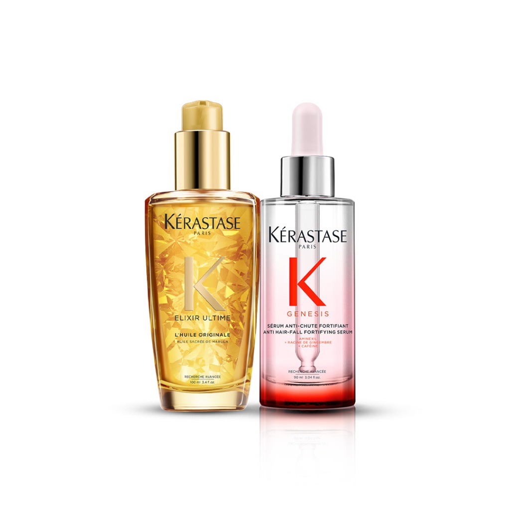 Kerastase Special Edition Gift Box -  Serum Rambut Rontok dan Patah &amp; Anti Frizz Hair Serum - Serum Genesis 90ml &amp; Elixir Ultime Original 100ml