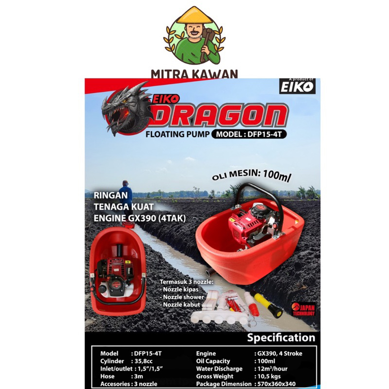 Pompa Apung 4Tak Floating Pump 3Tak Alat Siram Bawang DRAGON