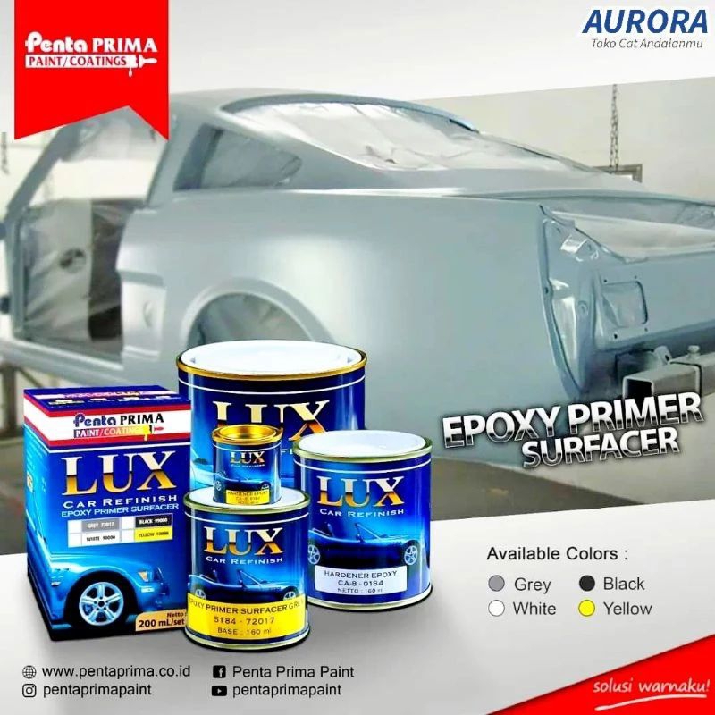 Epoxy Primer Surfacer Grey Penta Lux 200ml | Abu-abu Dasaran Cat Dasar Poxy Poksi Abu