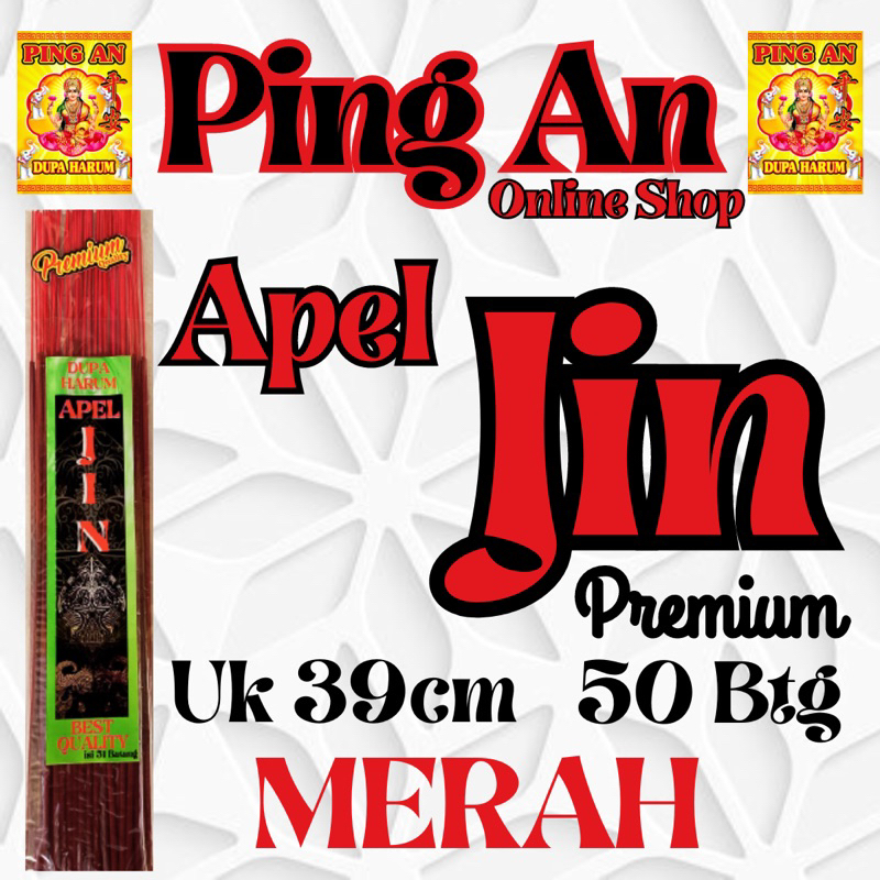 Dupa Hio Premium 50btg “APEL JIN” 39cm Merah Pouch
