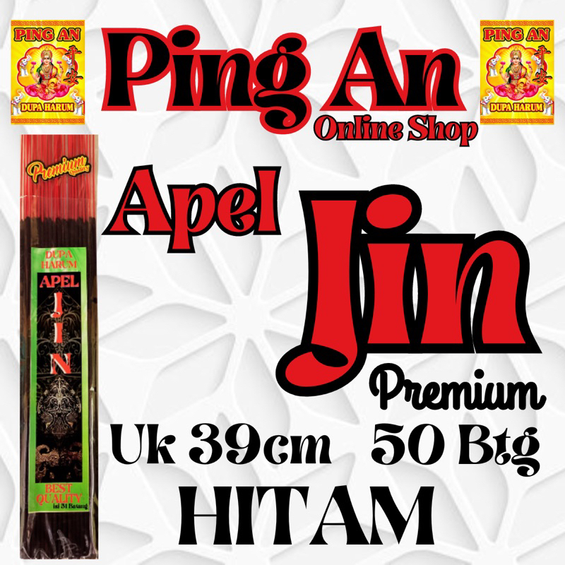 Dupa Hio Premium 50btg “APEL JIN” 39cm Hitam Pouch