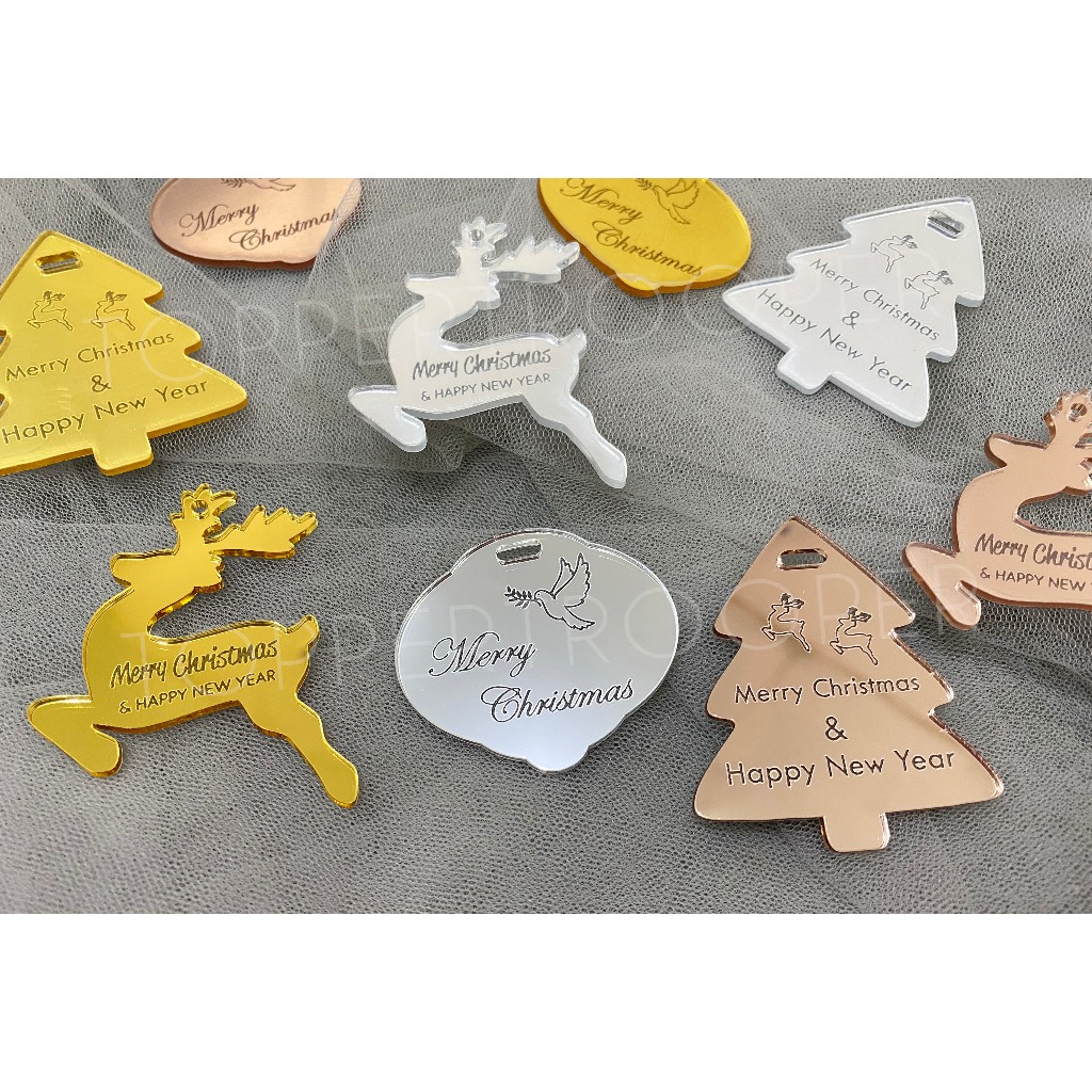 READY CH10 - Tag Hampers Christmas Akrilik | Kartu Ucapan Natal | Hang Tag Natal Acrylic | Pohon Nat