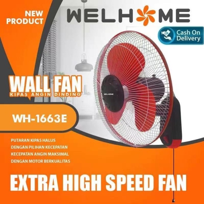WALL FAN WELHOME - KIPAS DINDING WELHOME 16"