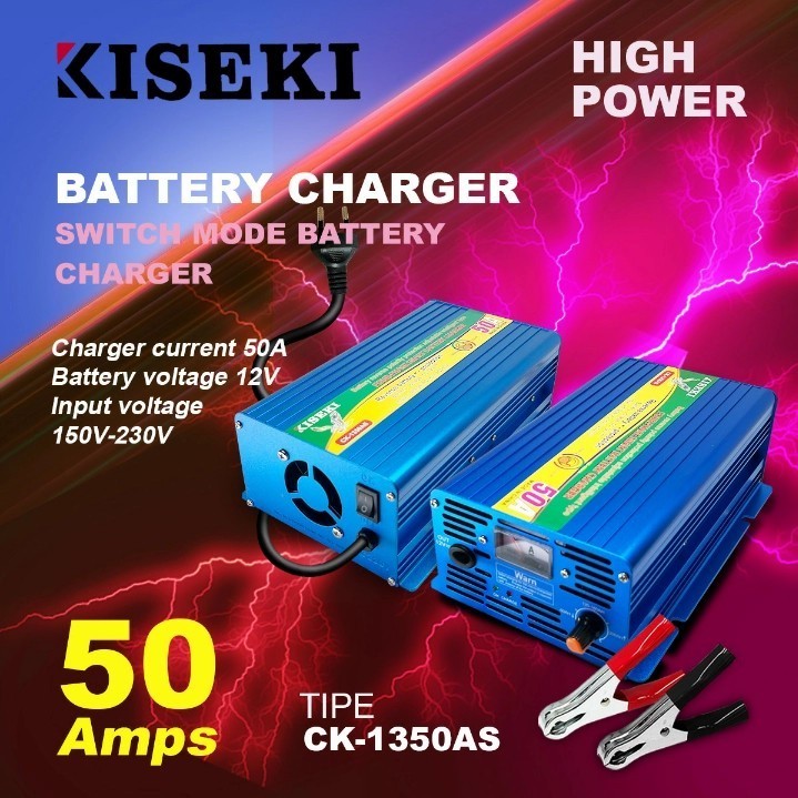 Charger Aki 50A Cas Baterai Accu Mobil Otomatis 12V 50 Amper KISEKI TERBAIK