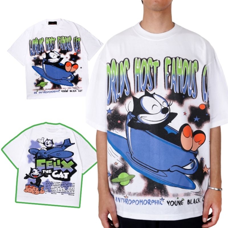 Kaos Felix The Cat Oversize  Tshirt Felix The Cat Oversize White