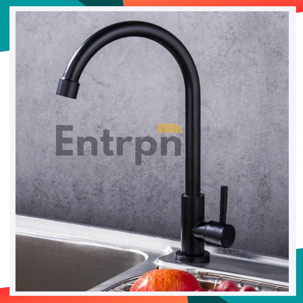 COD Kran Angsa Wastafel Stainles Sus 304 Hitam Mate Drat Bawah Kuningan Termurah