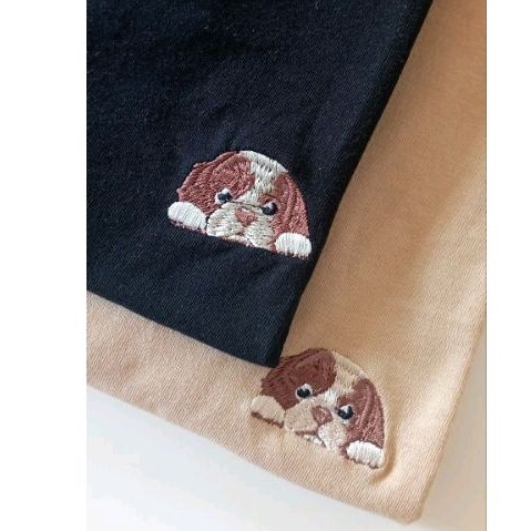 SHIHTZU EDITION - Baju Kaos Atasan Bordir Motif Anjing Lucu Premium