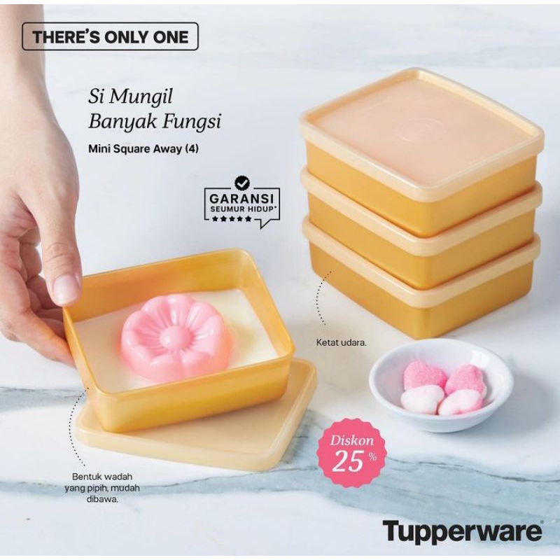 Mini square away tupperware (4) / kotak makan mini tupperware