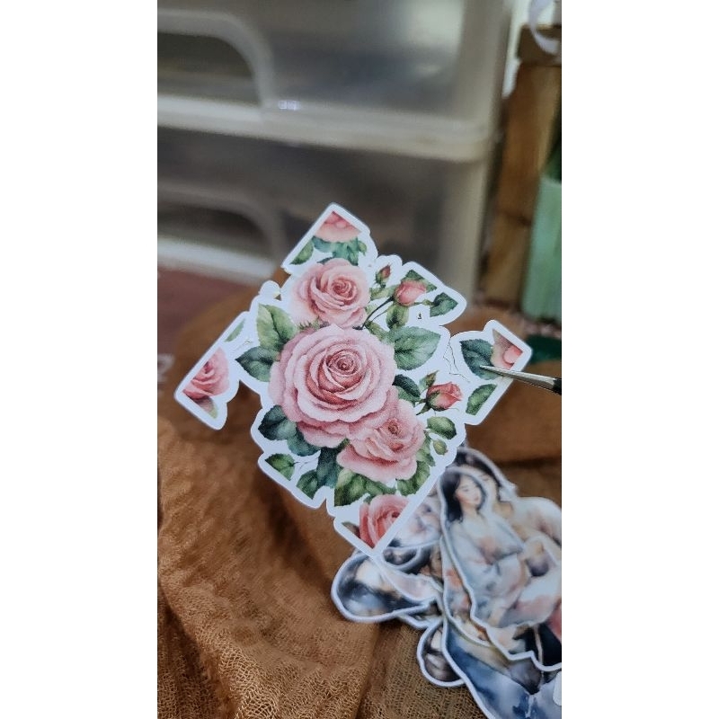 

20pcs sticker Vintage pink Rose, untuk Journal,bujo dan scrapbook