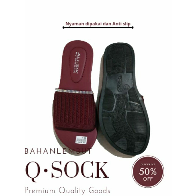 sandal wanita kekinian sandal selop simple Q - sock