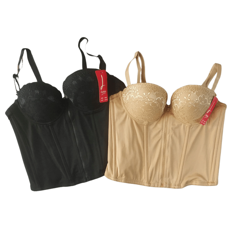 Bustier Lidily Longtorso Crop Top Resleting Depan Push Up Bra Murah Puwol LB1720