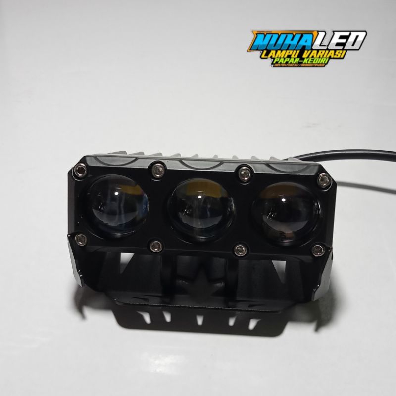 Lampu tembak laser 3 lensa warna putih kuning 12-24 volt