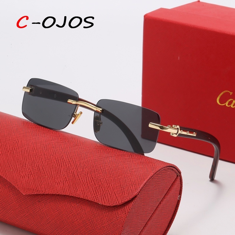 Cartier Tanpa Bingkai Selesai Kacamata Miopia Wanita Pria Serat Kayu Imitasi Anti Cahaya Biru Rabun 