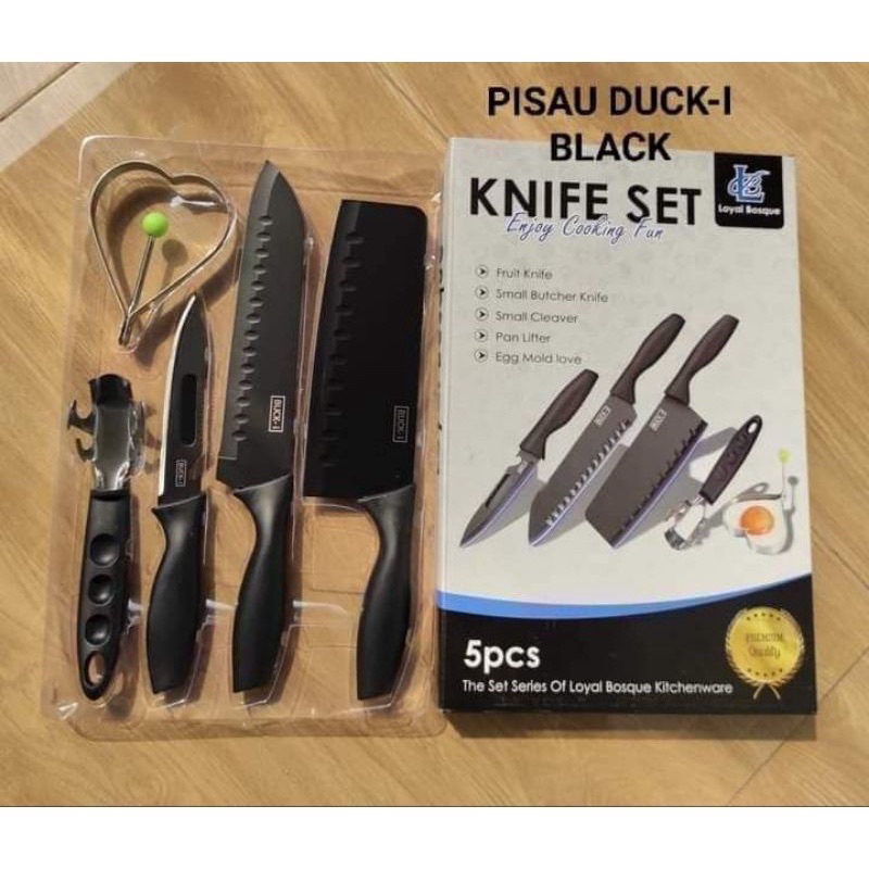 PISAU SET DAPUR 5PCS HITAM/SET PISAU DAPUR HITAM