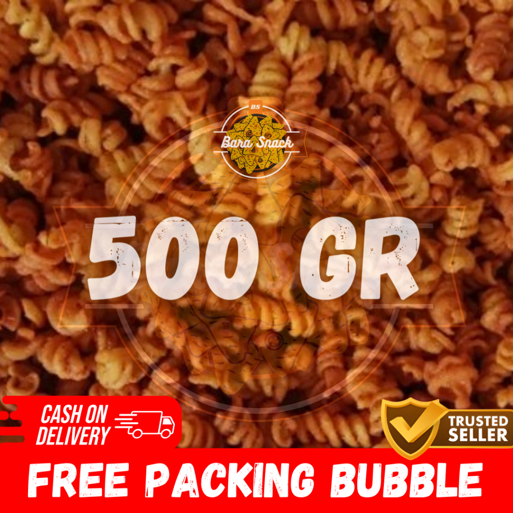 

[ 500gr ] Makroni Spiral Pedas Daun Jeruk / Makroni Ulir Viral / Camilan Snack Kiloan Murah -B