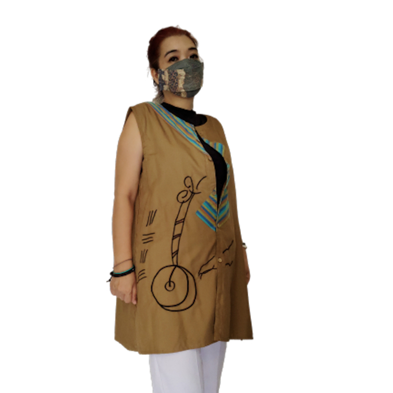 Tunik Jumbo Terbaru Motif Hijau Army Patchwork Lurik Border Gesyal  Tanpa Lengan Sexy