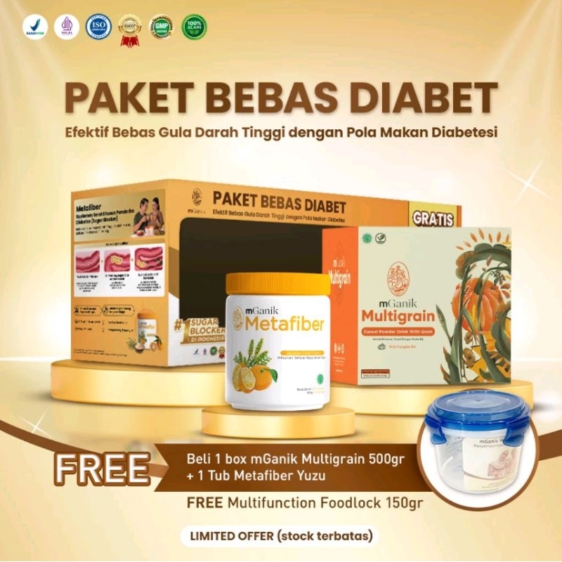 MGANIK PAKET BONUS HEMAT | METAFIBER JERUK YUZU DAN SUPERFOOD 500GR bebas diabetes gula darah