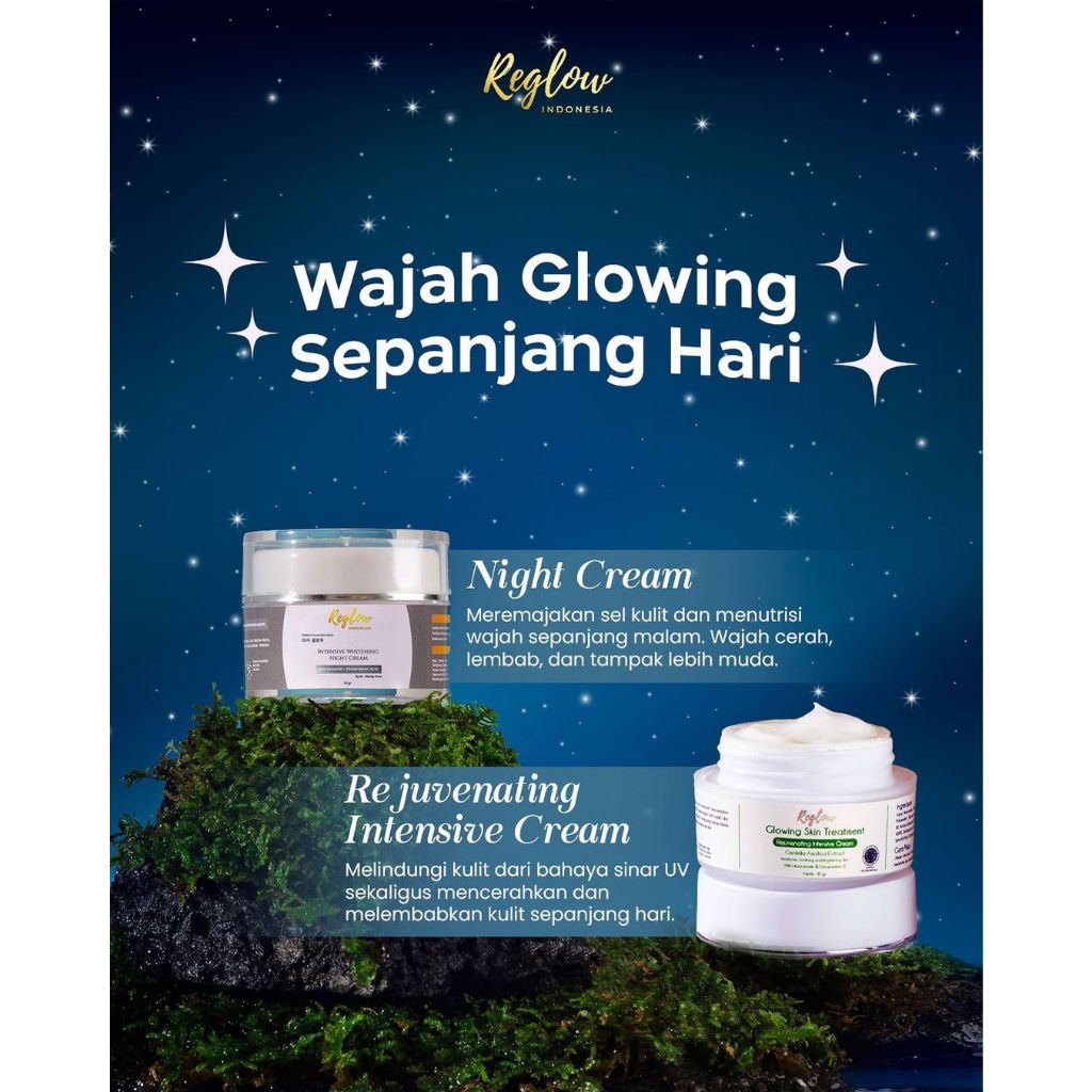 Reglow Intensive Whitening Night Cream Original Krim Malam Mencerahkan Wajah Hilangkan Flek Noda Hitam