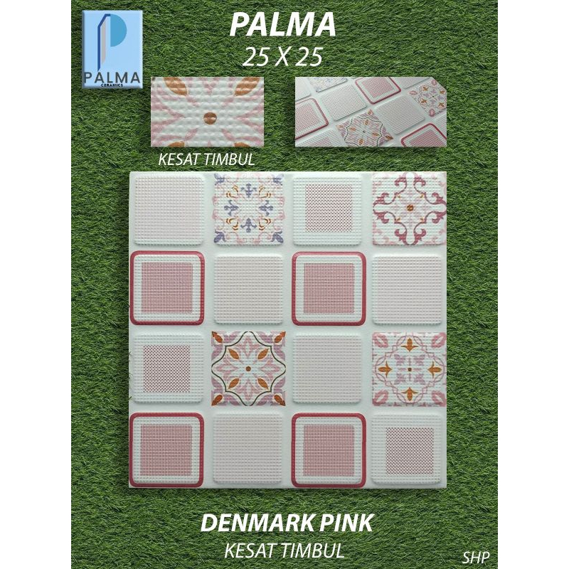 Keramik Lantai Kamar Mandi 25X25 Palma Denmark Pink, Pekanbaru Riau, Motif Elegant