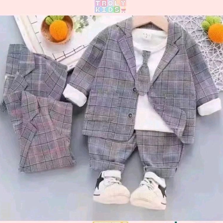 ASLI090 - Setelan Blazer 3in1 Anak Laki-laki Import
