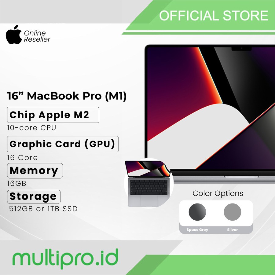 Laptop Apple MacBook Pro 16-inch 1TB M1 Space Grey Garansi Resmi