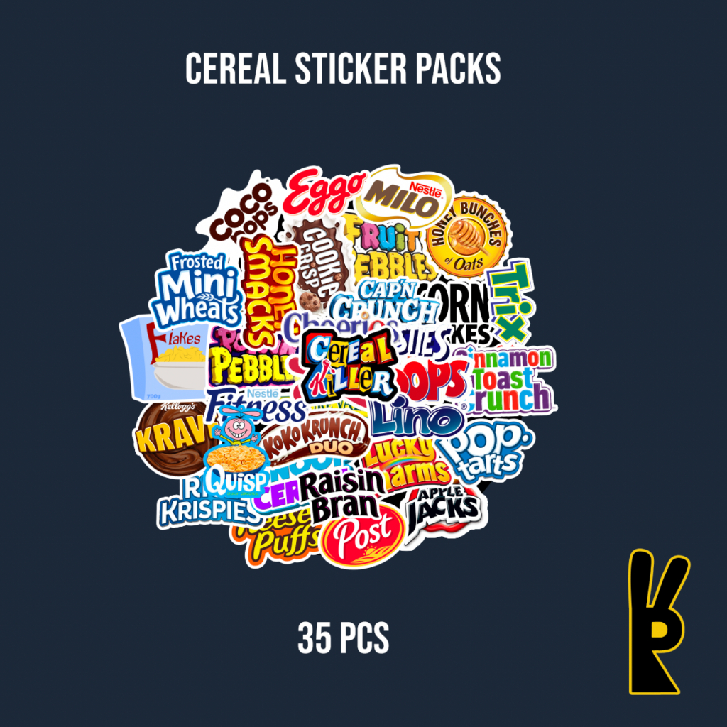 

Cereal Brands Sticker Pack 35Pcs | Stiker Laptop Helm Instrumen Koper