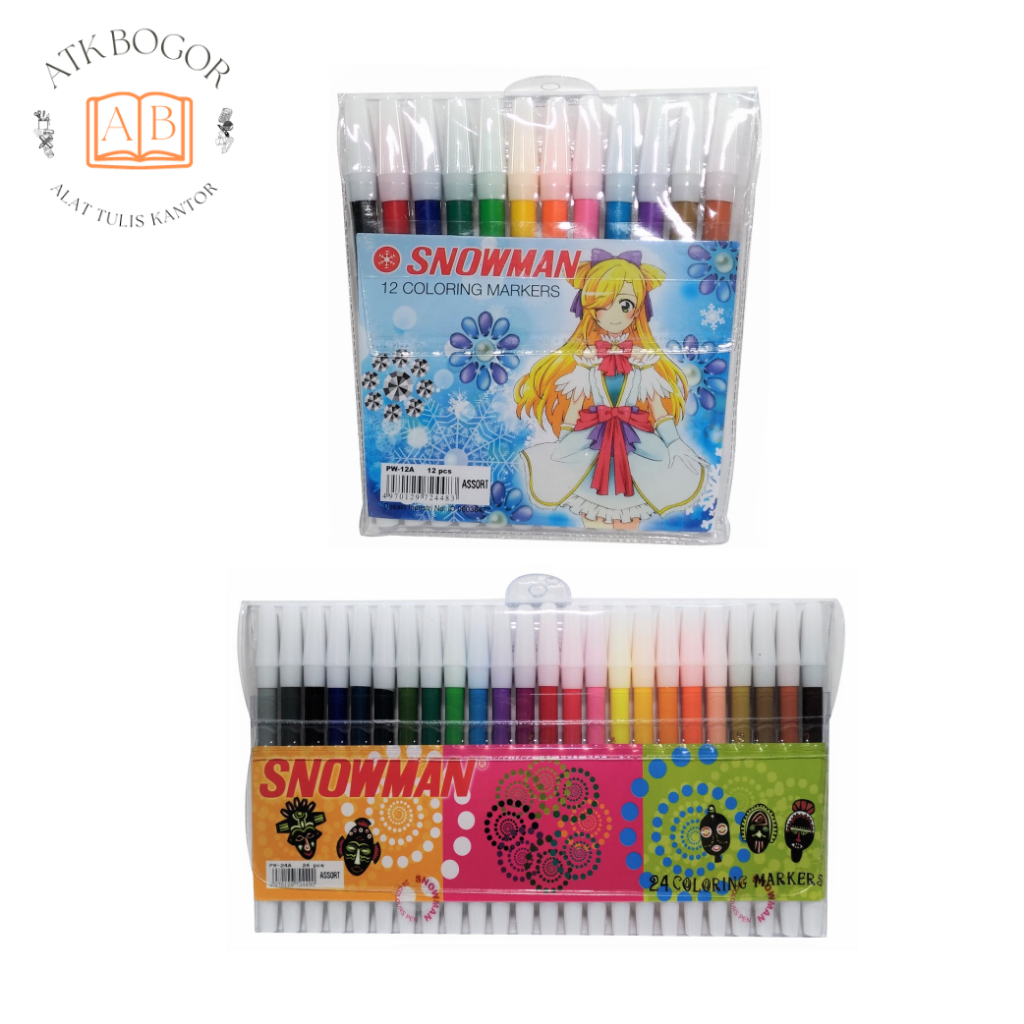 

Spidol Kecil Warna Warni 1 Set Isi 12 / 24 Snowman Coloring Markers