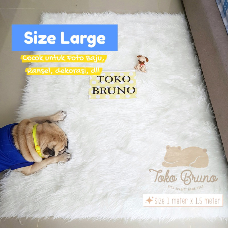 Karpet Bulu Putih 100x150cm - Alas Bulu Russian Fur - Alas Foto - Background foto bayi foto baju