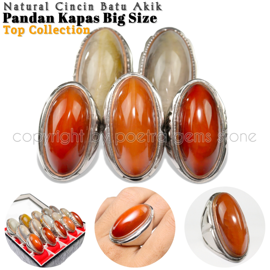 Natural Cincin Batu Akik Pandan Nanas Sisik Betok Kapas Merah Lawasan Premium