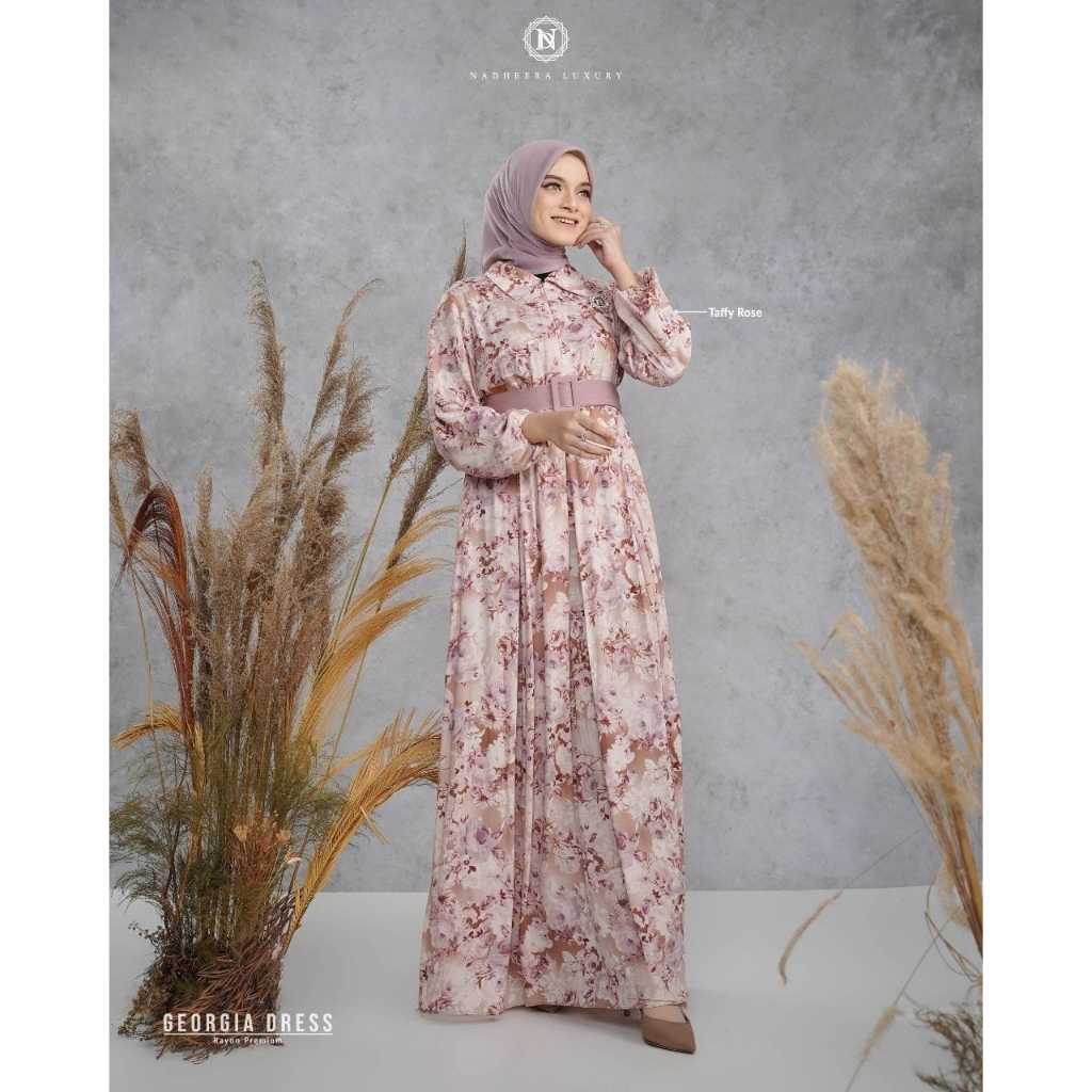 GAMIS NADHEERA LUXURY GEORGIA DRESS TAFFY ROSE, GAMIS NADHEERA TERBARU