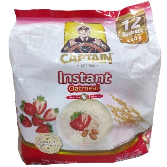 

Captain Oats instant oatmeal 12sachet x 40gr No Sugar tanpa gula