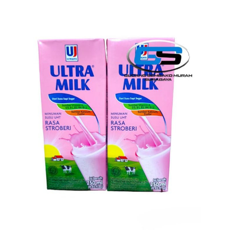 

Susu ultra milk strawberry, cokelat 250ml