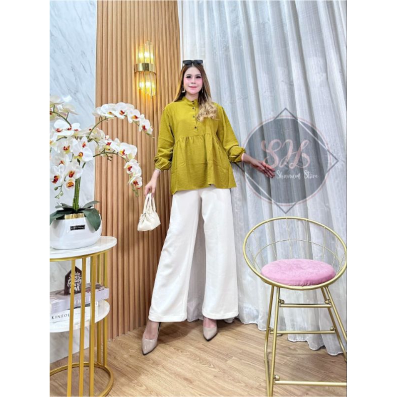 SHANUM BLOUSE WANITA CRINGKEL AIRFLOW PREMIUM || BLOUSE WANITA FULL REMPEL