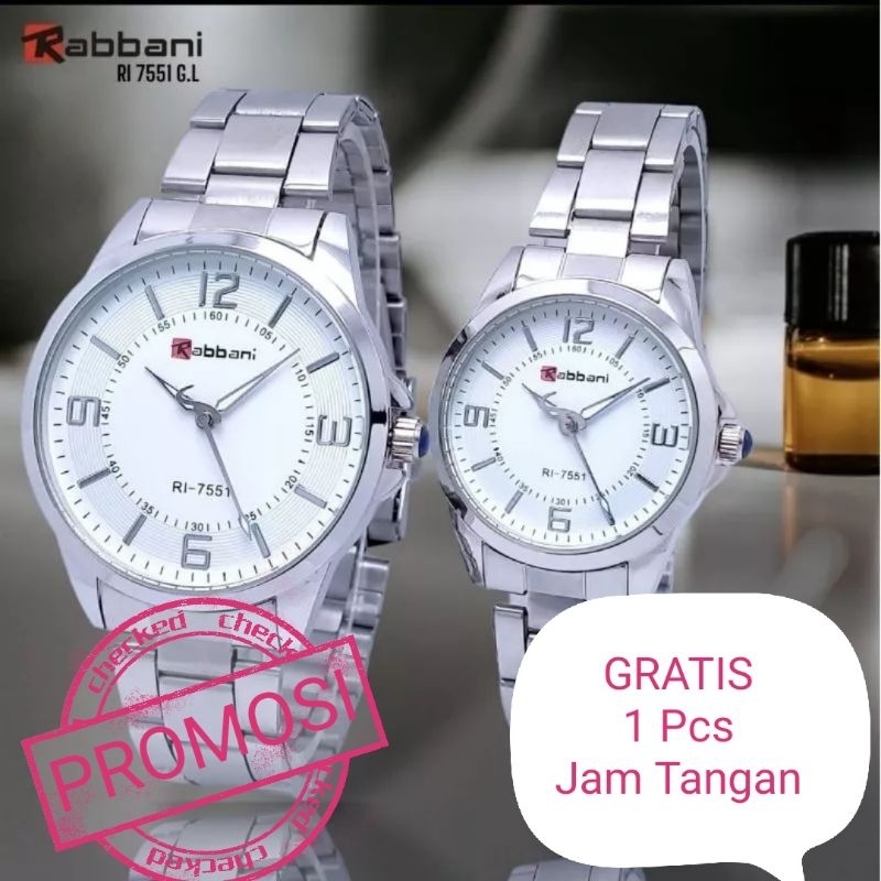 Jam tangan pria / wanita, couple rantai stainles steel Rabbani (01).