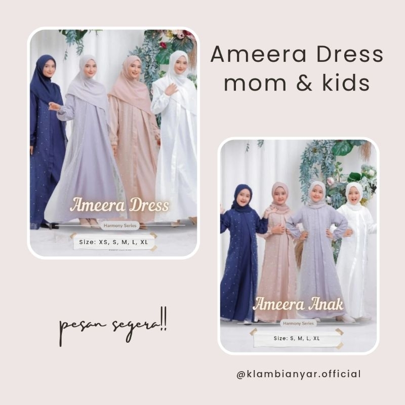 Dress gamis couple ibu & anak sarimbit tille organza mutiara | klambianyar Ameera