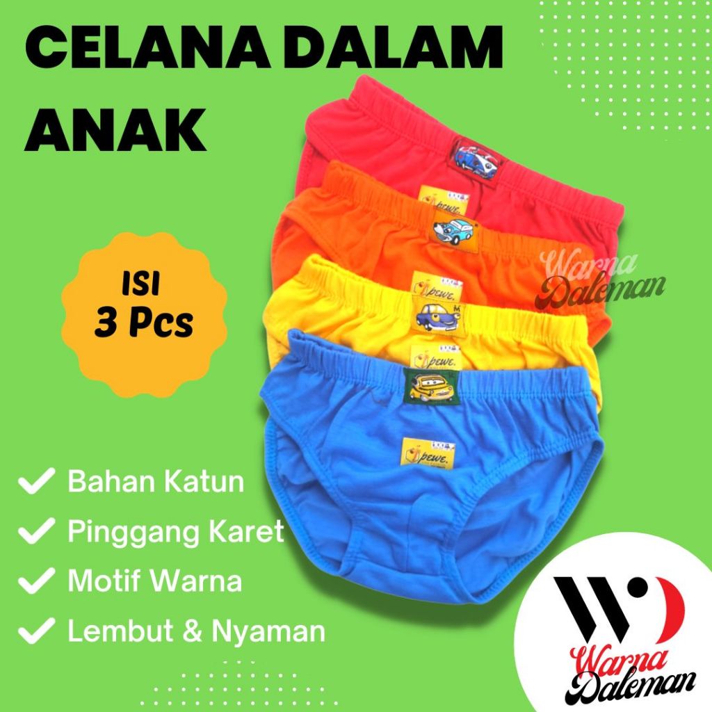 Celana Dalam Anak Cowok – Cewek Warna usia 2-10 Tahun -  Sempak anak cowok - Cd Anak - Cd anak laki 