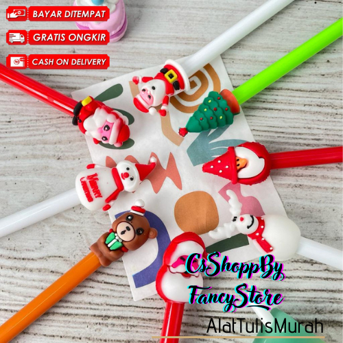 

Pulpen Gel Natal Karakter Santa Snow Christmas Tree Cute Pen Gel Natal Bisa COD
