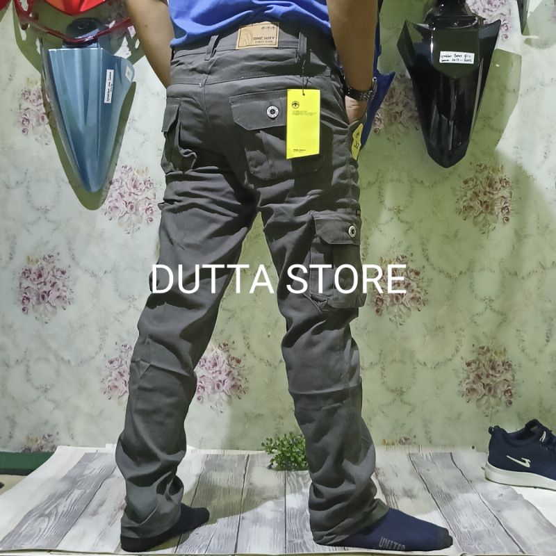 Celana Panjang Cargo Pria Celana Kempol Kain Melar Pensil